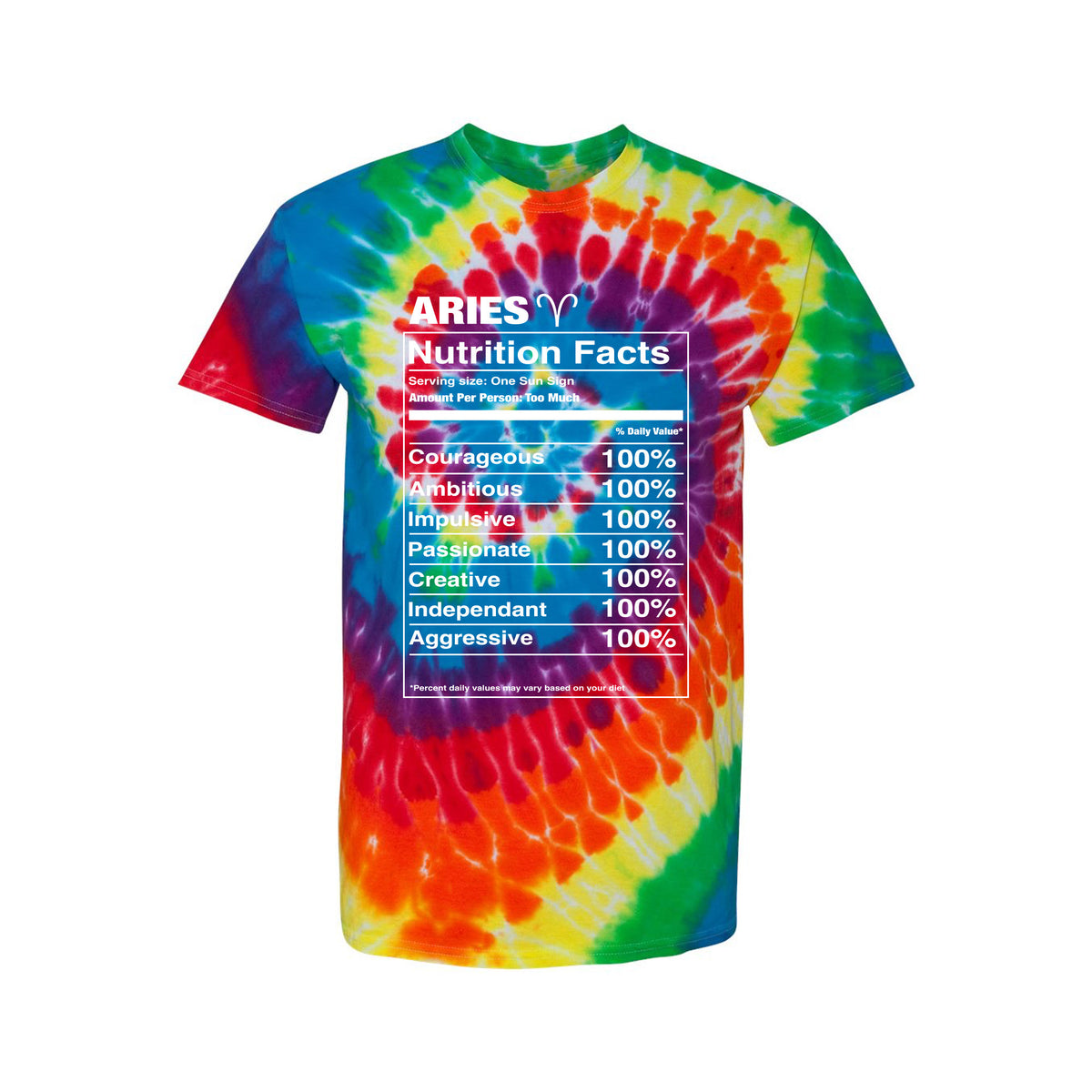 Aries Nutrition Label - Tie-Dyed T-Shirt