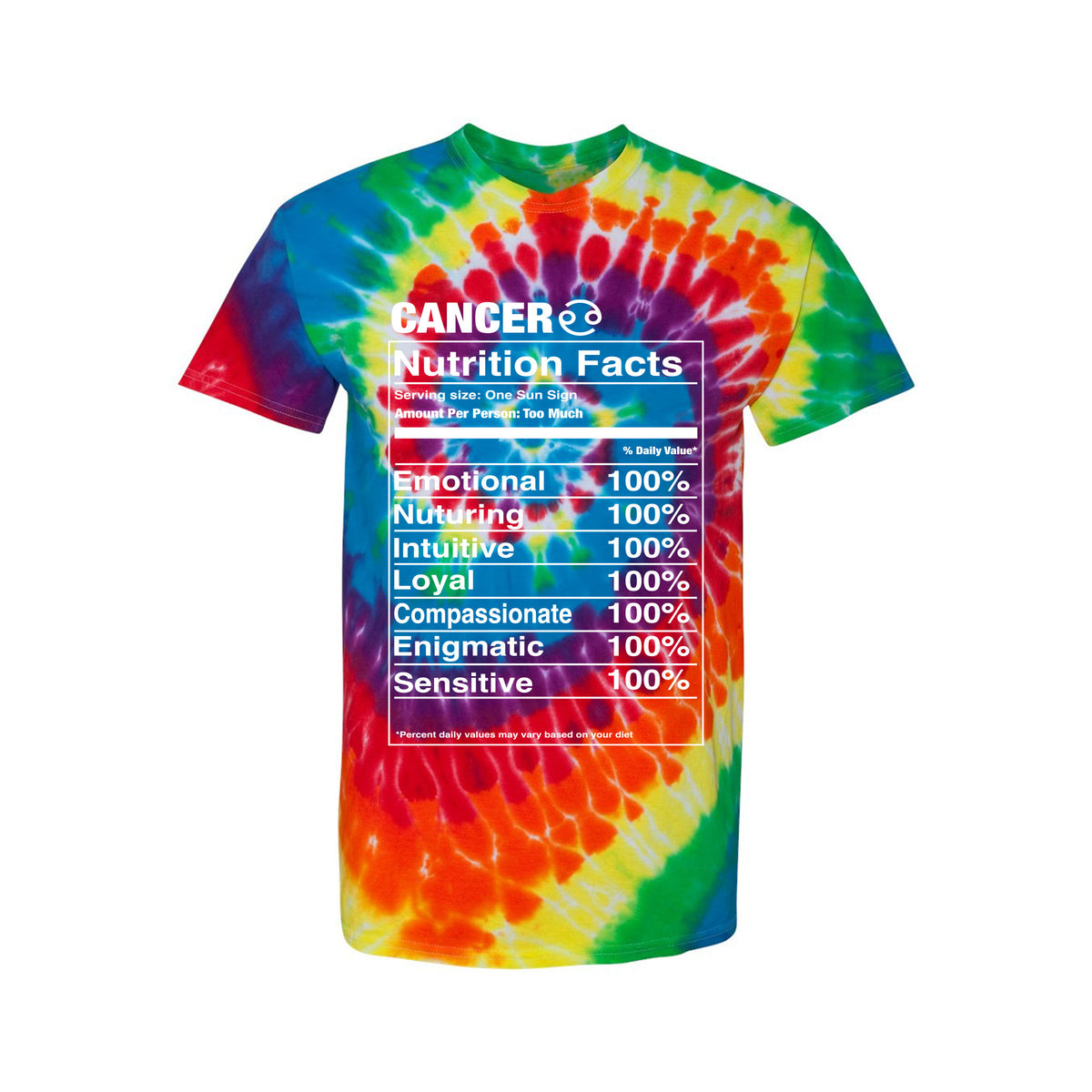 Cancer Nutrition Label - Tie-Dyed T-Shirt