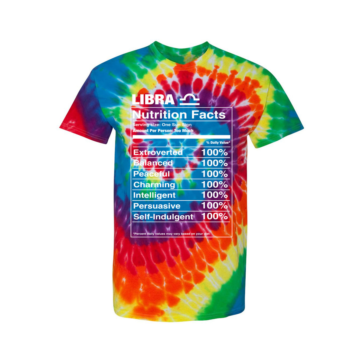 Libra Nutrition Label - Tie-Dyed T-Shirt