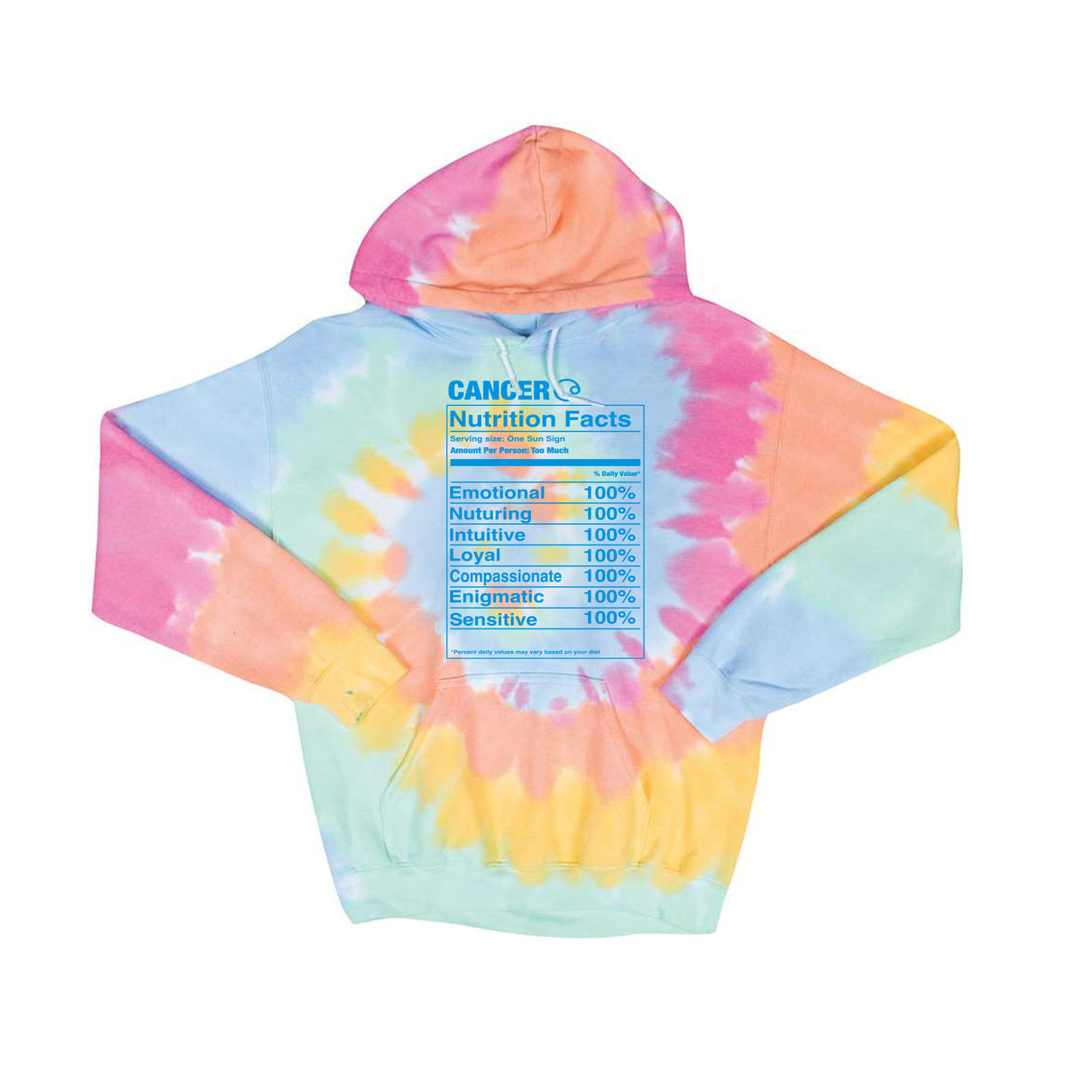 Cancer Nutrition Label - Tie-Dyed Hoodie