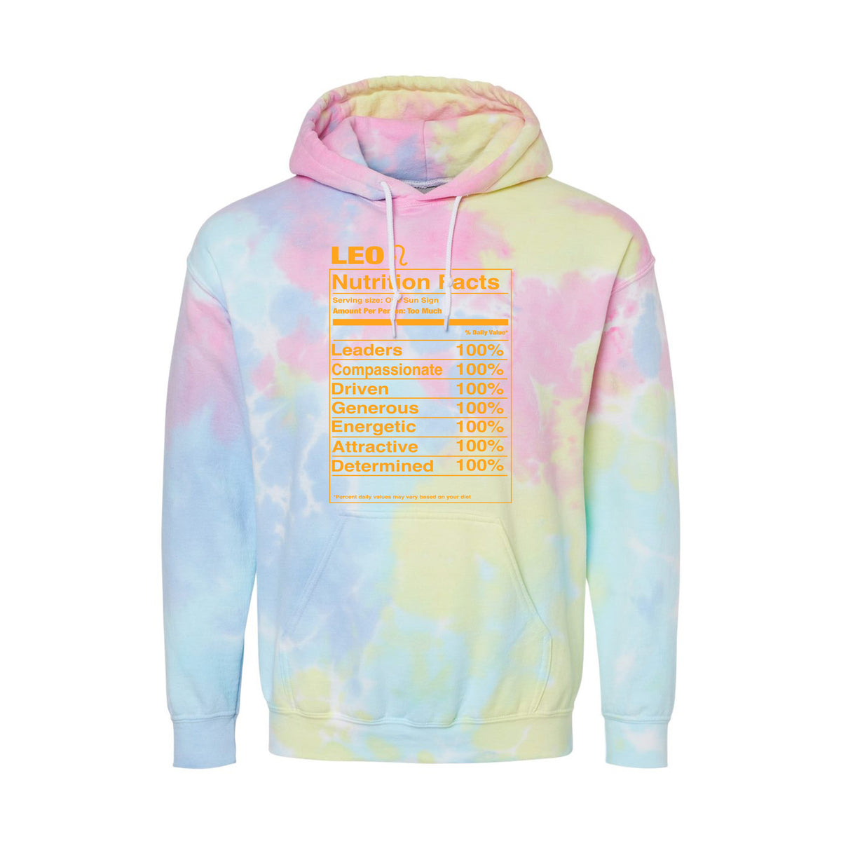 Leo Nutrition Label - Tie-Dyed Hoodie