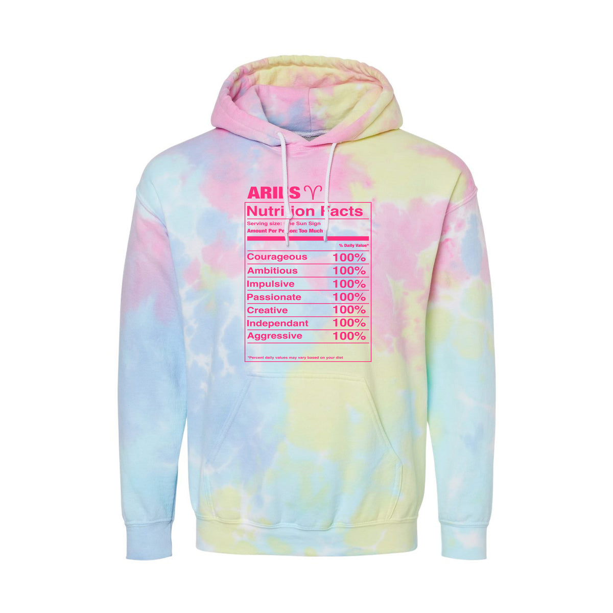 Aries Nutrition Label - Tie-Dyed Hoodie